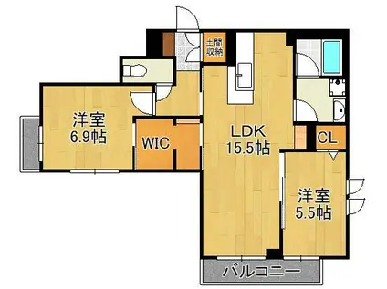 SEAGODDESS 緑ヶ丘(2LDK/2階)の間取り写真