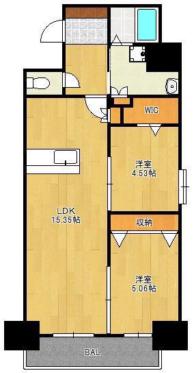 スマート大手町(2LDK/8階)の間取り写真
