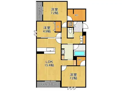 シャーメゾンステージ青葉(3LDK/3階)の間取り写真