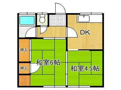 清風荘(2DK/2階)の間取り写真