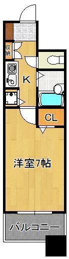 ダイナコート小倉下到津Ⅱ(1K/8階)の間取り写真