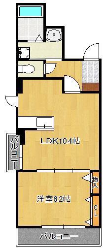 HILL SIDE(1LDK/2階)の間取り写真