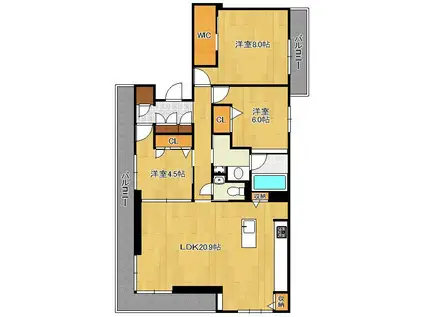 シャーメゾン西小倉駅前(3LDK/4階)の間取り写真