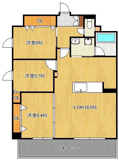 FAMILIE(3LDK/8階)の間取り写真