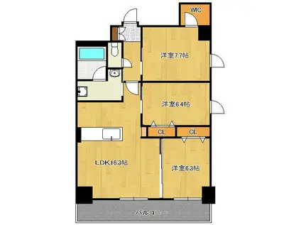 FAMILIE(3LDK/8階)の間取り写真