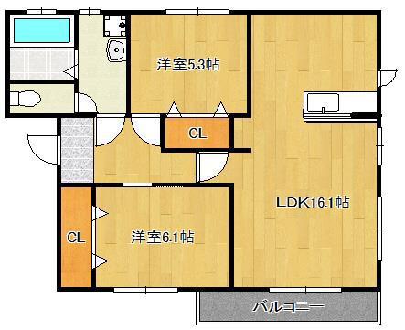ヴァンヴェール中井(2LDK/2階)の間取り写真