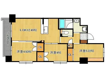 ウィングス到津の森(3LDK/12階)の間取り写真