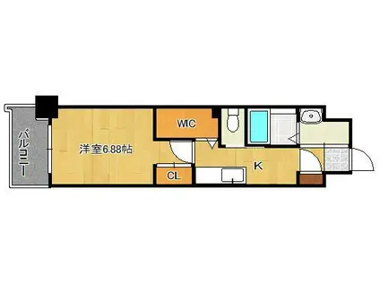 ウィングス到津の森(1K/3階)の間取り写真