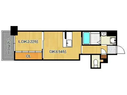 ウィングス到津の森(1DK/14階)の間取り写真