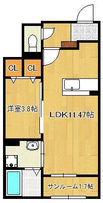 オルタンシア(1LDK/1階)の間取り写真