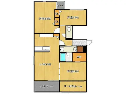 アズワン青葉(3SLDK/2階)の間取り写真
