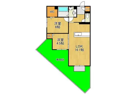 アピアランス中井(2LDK/1階)の間取り写真