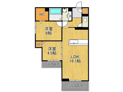 アピアランス中井(2LDK/2階)の間取り写真