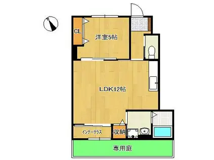 北区熊谷2丁目アパート(1LDK/1階)の間取り写真