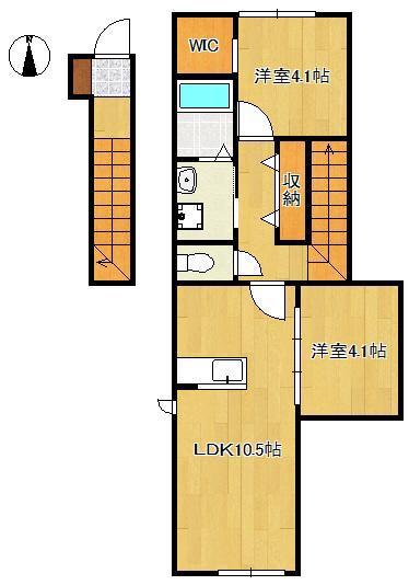 SUN VIA下到津(2LDK/2階)の間取り写真