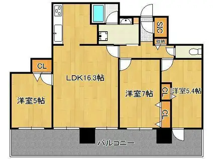 小倉D.C.TOWER(3LDK/18階)の間取り写真