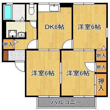セジュール東山田2(3DK/1階)の間取り写真