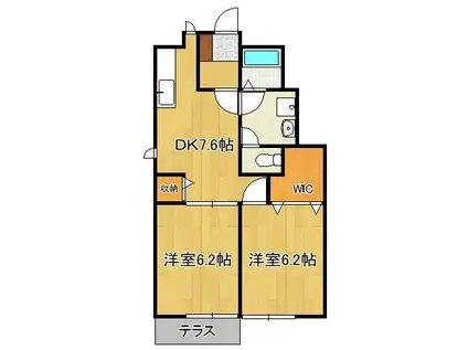 スカイヒルズA・B(2DK/1階)の間取り写真