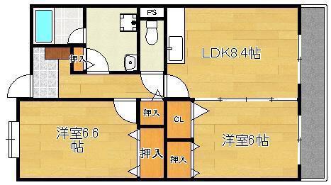 ミレニアム須崎(2LDK/2階)の間取り写真