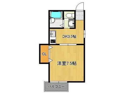 PLUM ONE(1K/2階)の間取り写真