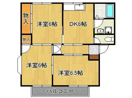 クローバーハウス(3DK/2階)の間取り写真