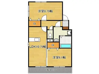 ロワイヤルT.N2(2LDK/3階)の間取り写真