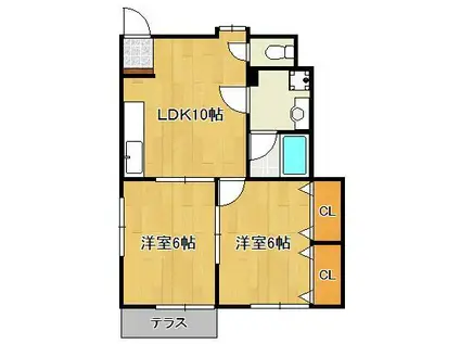 ハイビスⅠ(2LDK/1階)の間取り写真