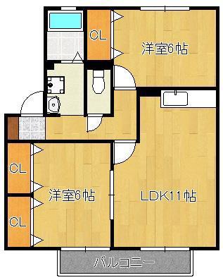 セジュール岩瀬(2LDK/1階)の間取り写真