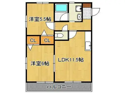 SUN・YES岡垣(2LDK/1階)の間取り写真