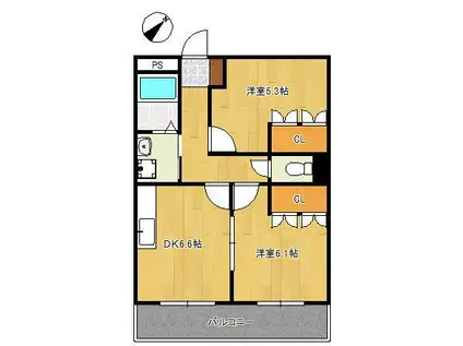 プロヴァンス(2DK/2階)の間取り写真