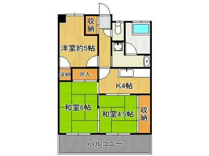 ロイヤルハイツ通谷(3K/3階)の間取り写真