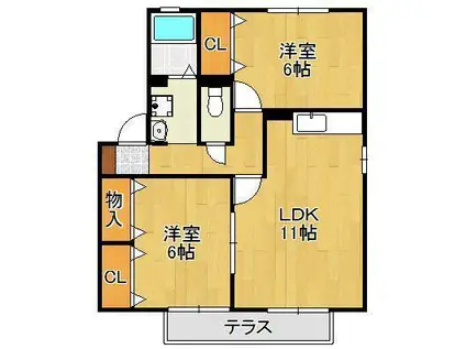 グラン・リーオⅠ(2LDK/1階)の間取り写真