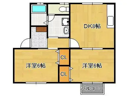 フォーレスト中尾(2DK/1階)の間取り写真