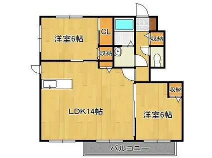 ソレイユベール(2LDK/1階)の間取り写真
