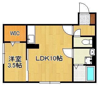 シャトレ若宮 C棟(1LDK/1階)の間取り写真