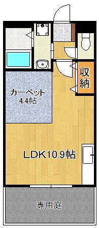 リヴィエール福丸 弐番館(1LDK/1階)の間取り写真