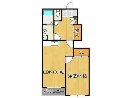 キャッスルリオ(1LDK/1階)の間取り写真