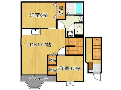 シャルマンハイツA(2LDK/2階)の間取り写真