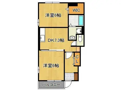 エテルノフェリーチェⅠ(2DK/1階)の間取り写真