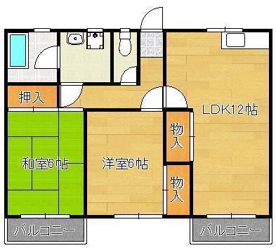 林ビル(2LDK/6階)の間取り写真