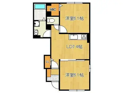 リバーサイド知古Ⅱ(2DK/1階)の間取り写真