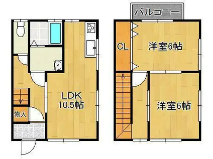ジュネス岡垣(2LDK/1階)の間取り写真