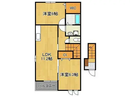 エクセレント1(2LDK/2階)の間取り写真