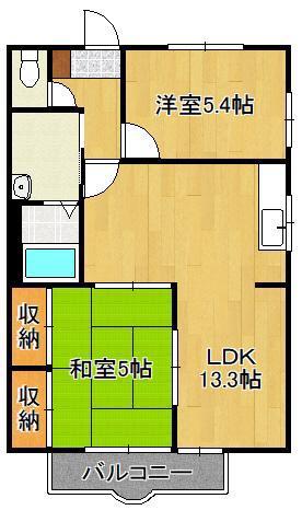 ハイム福智(2LDK/2階)の間取り写真