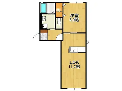 ソレイユたかみねの里 (1LDK/2階)の間取り写真