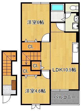 エヴァーグリーンI(2LDK/2階)の間取り写真