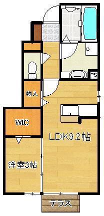 トレス中間弐番館(1LDK/1階)の間取り写真