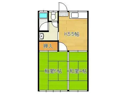 サーフサイドビル通谷(2DK/1階)の間取り写真