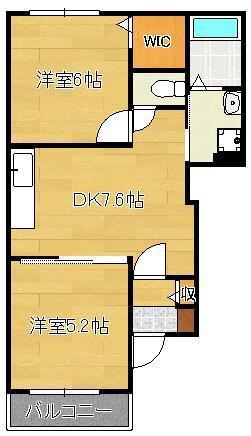 サン・クローバー小竹壱番館(2DK/1階)の間取り写真