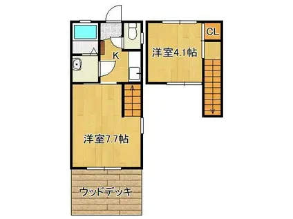 メゾン山部(2K/1階)の間取り写真